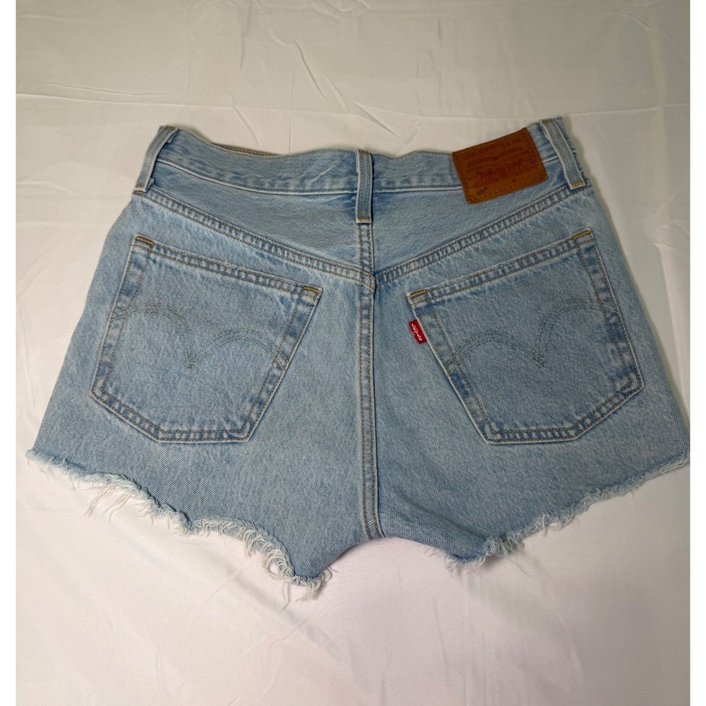 Levi's 501 Original Cut-Off‎ Denim Shorts Light Wash Blue 26 High Waist Summer